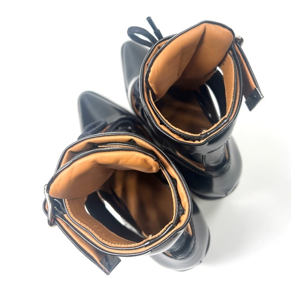 Chloe Black Leather Buckle Lace Up Heeled Boot - Picture 6 of 7